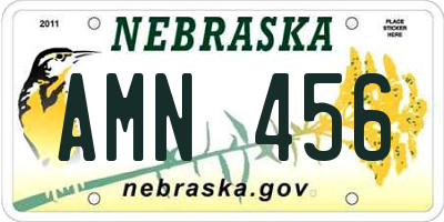 NE license plate AMN456