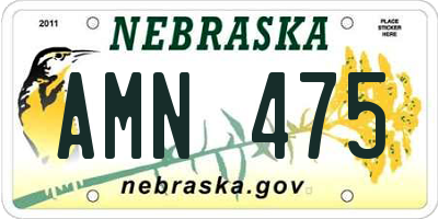 NE license plate AMN475