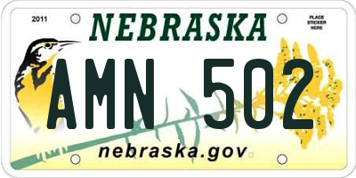 NE license plate AMN502