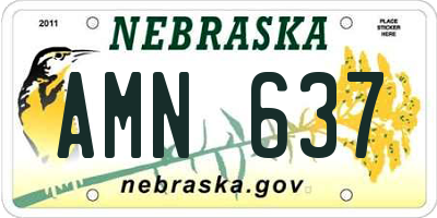 NE license plate AMN637