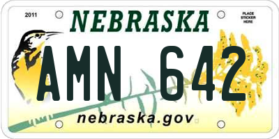 NE license plate AMN642