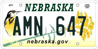 NE license plate AMN647