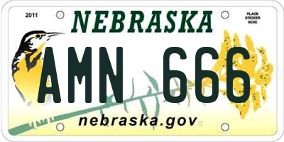 NE license plate AMN666