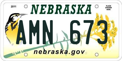 NE license plate AMN673