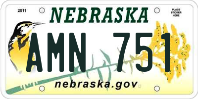 NE license plate AMN751