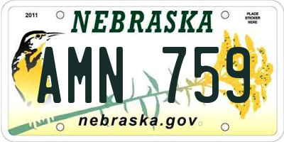 NE license plate AMN759
