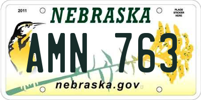 NE license plate AMN763