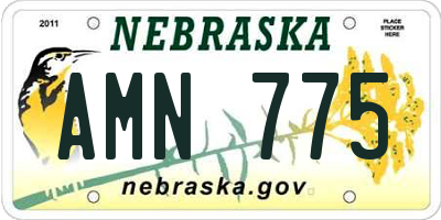 NE license plate AMN775
