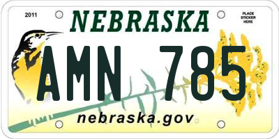 NE license plate AMN785