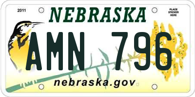 NE license plate AMN796