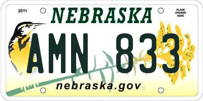 NE license plate AMN833