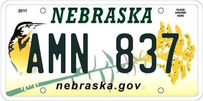 NE license plate AMN837