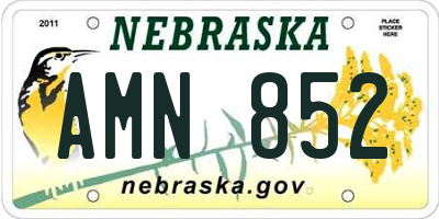 NE license plate AMN852