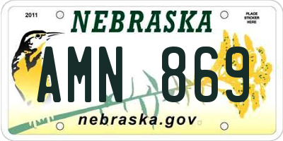 NE license plate AMN869
