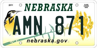 NE license plate AMN871