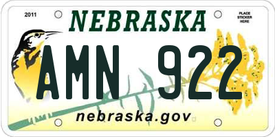 NE license plate AMN922