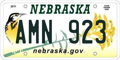 NE license plate AMN923