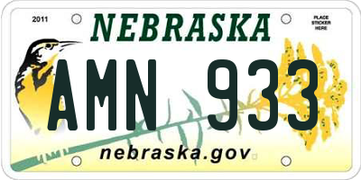 NE license plate AMN933