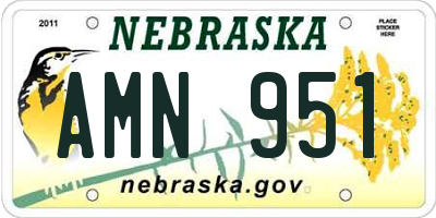 NE license plate AMN951