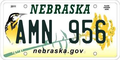 NE license plate AMN956