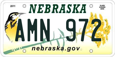 NE license plate AMN972