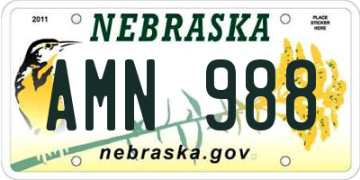 NE license plate AMN988