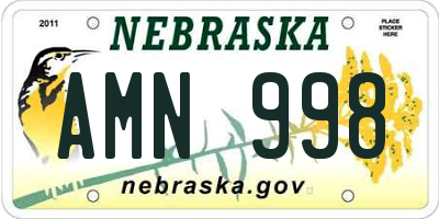 NE license plate AMN998