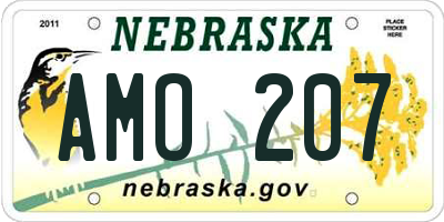 NE license plate AMO207