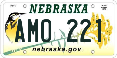 NE license plate AMO221