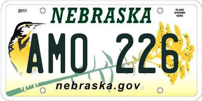 NE license plate AMO226