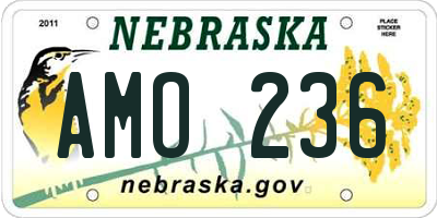 NE license plate AMO236