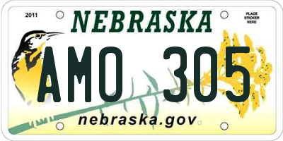 NE license plate AMO305