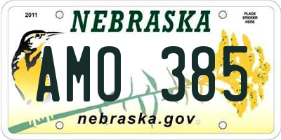 NE license plate AMO385