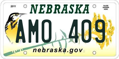 NE license plate AMO409