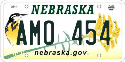 NE license plate AMO454
