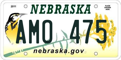 NE license plate AMO475