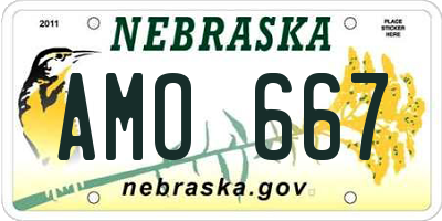 NE license plate AMO667