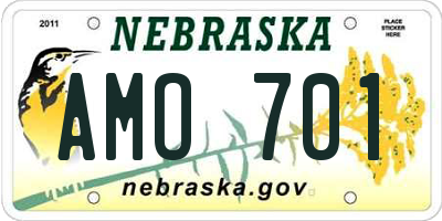 NE license plate AMO701