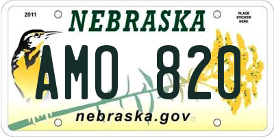 NE license plate AMO820