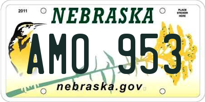 NE license plate AMO953