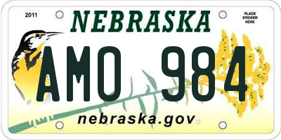 NE license plate AMO984