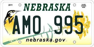 NE license plate AMO995
