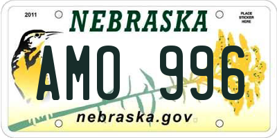 NE license plate AMO996