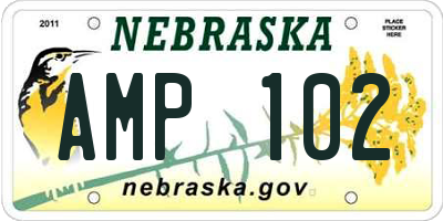 NE license plate AMP102