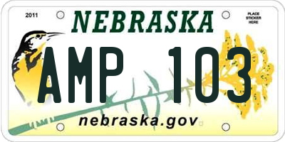 NE license plate AMP103