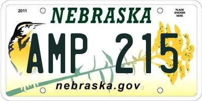 NE license plate AMP215