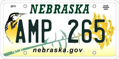 NE license plate AMP265