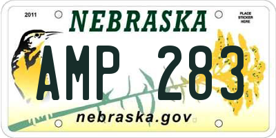 NE license plate AMP283