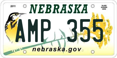 NE license plate AMP355