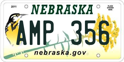 NE license plate AMP356